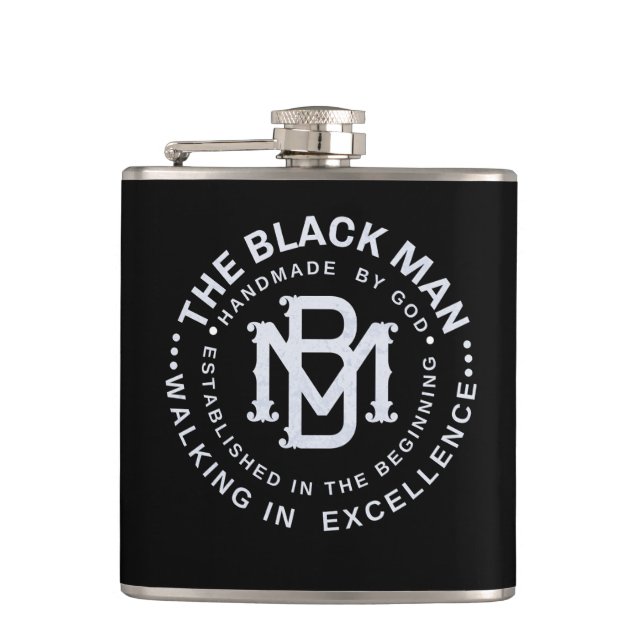 Fathers Day Black Dad Whiskey Vinyl Wrapped Flask (Front)