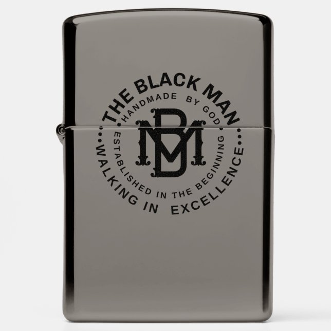 Fathers Day Black Man Emblem Zippo Lighter (Front)