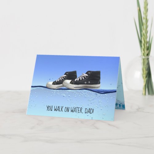 Fathers Day black sneakers on water Card