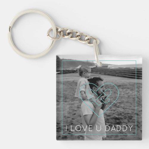 Fathers Day Black White Photo Celtic Heart Love Keychain