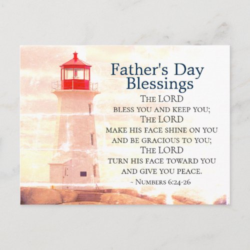 Fathers Day Blessings Numbers 624 Lighthouse Postcard