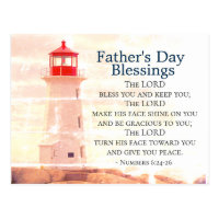 Father's Day Blessings, Numbers 6:24 Lighthouse Postcard