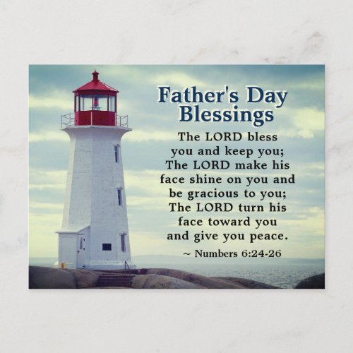 Fathers Day Blessings Numbers 624 Lighthouse Postcard