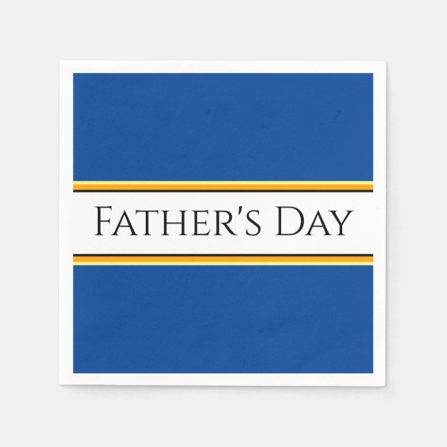 FATHER'S DAY Blue Orange White Racing Stripes Napkins (Front)