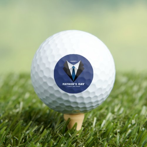 Fathers Day Blue White Strict Design  Golf Balls