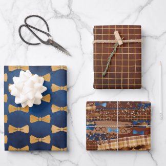 Father's Day Bow Ties, Glasses & Mustaches Wrapping Paper Sheets