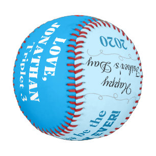 Father's Day Boy Triplet Blue Photo Baseball