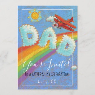 Father's Day Brunch Plane Rainbow Invitation