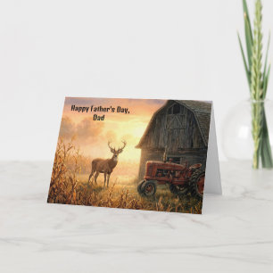 Father's Day Buck Deer in Country Morning Sunrise Card