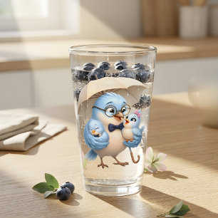 Father's Day Can Glass Cute Dad Bird Design