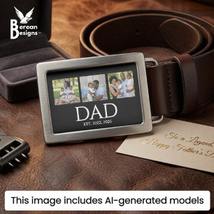 Fathers Day Caps Black 3 Photo Dad Established Belt Buckle