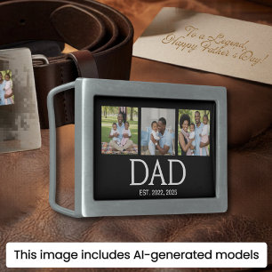 Fathers Day Caps Black 3 Photo Dad Established Belt Buckle