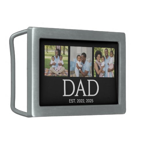 Fathers Day Caps Black 3 Photo Dad Established  Belt Buckle
