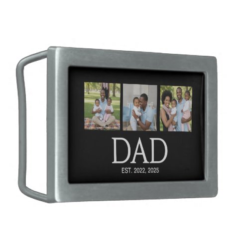 Fathers Day Caps Black 3 Photo Dad Established  Belt Buckle