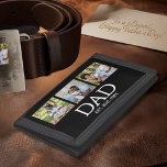 Fathers Day Caps Black 3 Photo Dad Established  Trifold Wallet<br><div class="desc">Black White Dad Established Classic Caps 3 Photo Horizontal Design. Replace the photos with your own of your kids and change the years to the years you became a dad. Classic white caps serif font. This Dad Est. Father's Day Wallet would make a great accessory—especially for a new dad—or birthday,...</div>