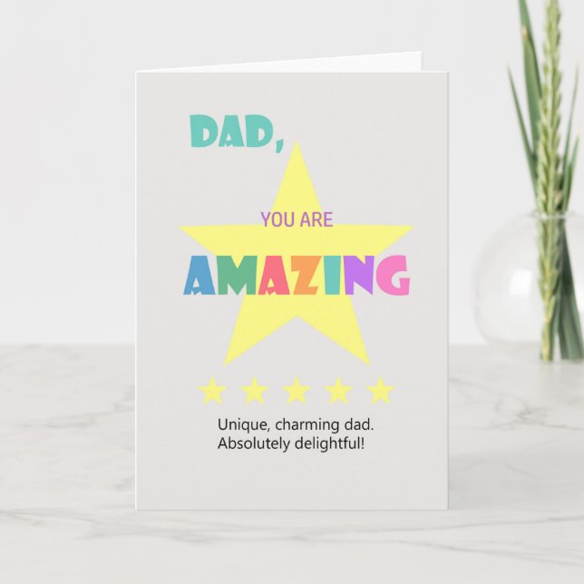 Fathers day card, Five star Dad, Love you Dad card (Front)