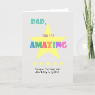 Fathers day card, Five star Dad, Love you Dad card