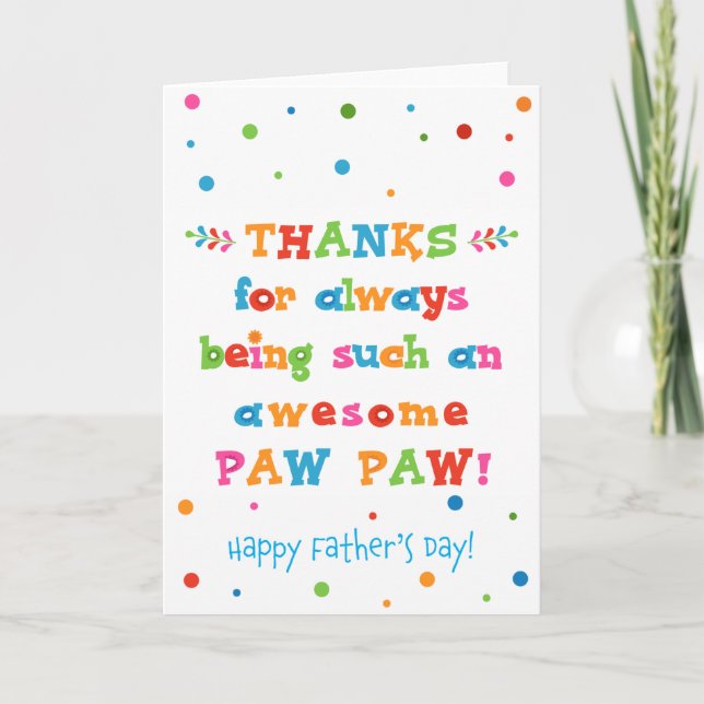 Father's Day Card for Paw Paw (Front)