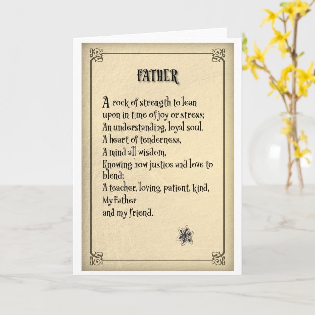 Fathers Day Card Victorian Poem (Yellow Flower)
