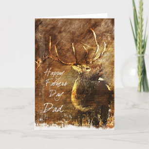 Father's Day Card with a Bull Elk Illustrationtio