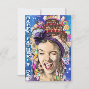 Father's Day Card with Funny Playful Woman