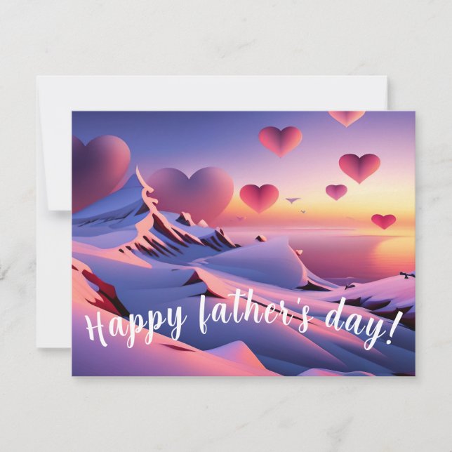 Father's Day Card with Mountain and hearts Design  (Front)