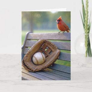Father's Day Cardinal with a Baseball in Glove Card