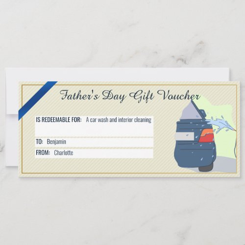 Fathers Day Carwash Gift Voucher Card