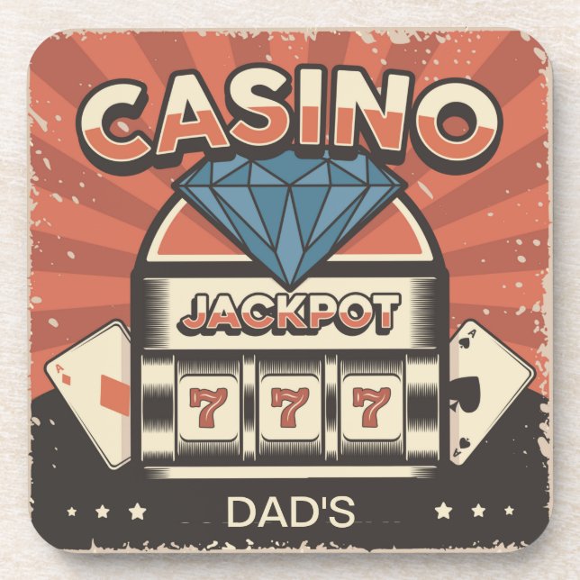 Fathers Day Casino Jack Pot Beverage Coaster (Front)