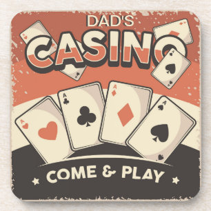 Fathers Day Casino Poker Cards Beverage Coaster