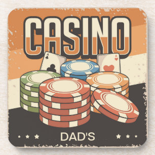 Fathers Day Casino Poker Chips Beverage Coaster