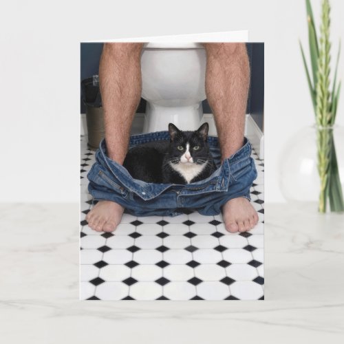 Father's Day Cat Bathroom Funny Moment Card