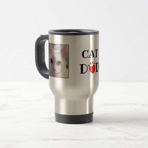 Fathers Day Cat Dad Photo Personalized Travel Mug