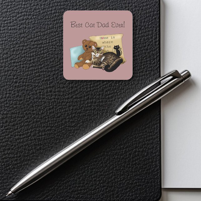 Father's Day Cat Square Sticker (Creator Uploaded)