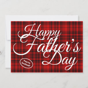 Fathers Day Check Plaid White Typography Checkered Invitation