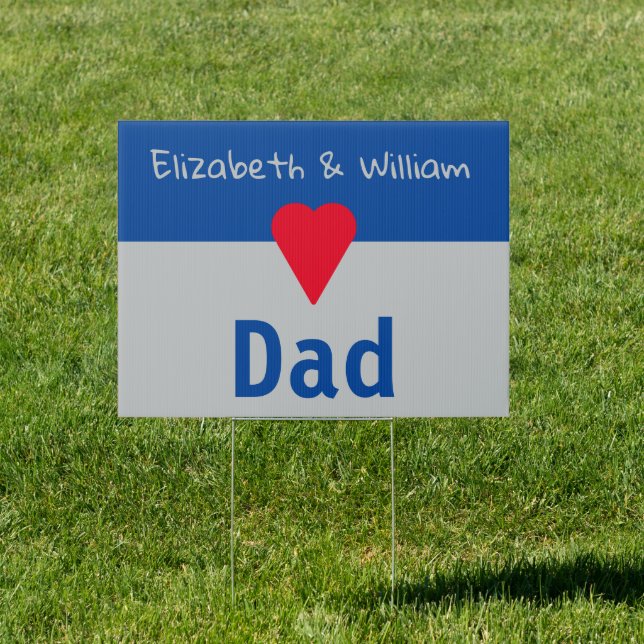 Father's Day Children's Names Heart Dad Sign (Insitu)