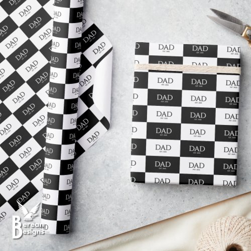 Fathers Day Classic Caps Dad Established  Wrapping Paper
