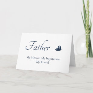 Father's Day Classic Sailboat Blue White Card