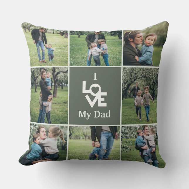 Father's Day Collage Photo Throw Pillow (Front)