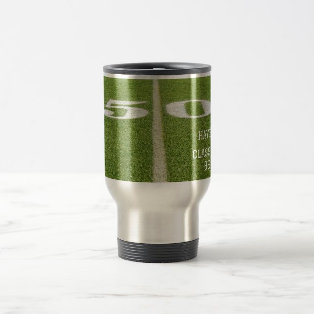 Father's Day College Alumni 50 Yard Line Football Travel Mug (Center)