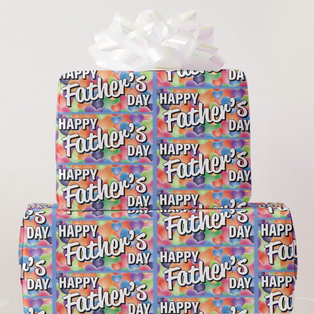 Father's Day Colorful Heart Toss Fun Gift Wrapping Paper (Creator Uploaded)