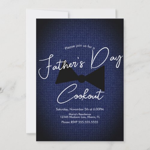 Fathers Day Cookout Masculine Bow Denim Invitation