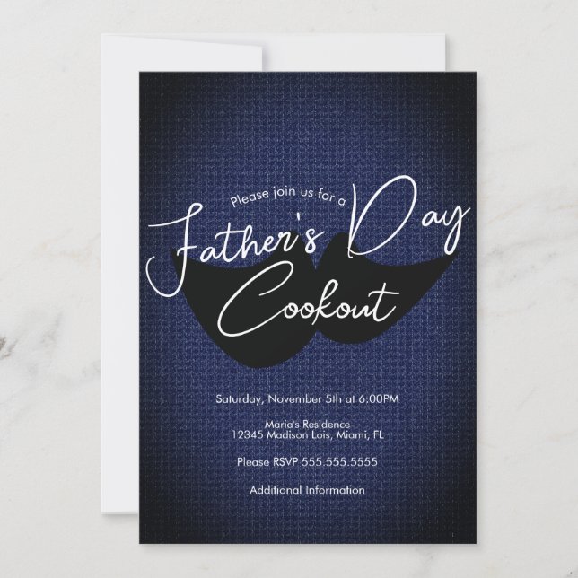 Father's Day Cookout Masculine Denim Invitation (Front)