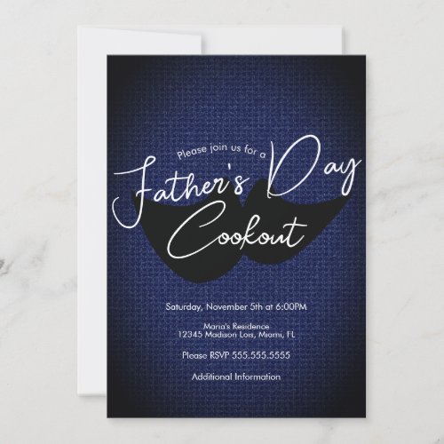 Fathers Day Cookout Masculine Denim Invitation
