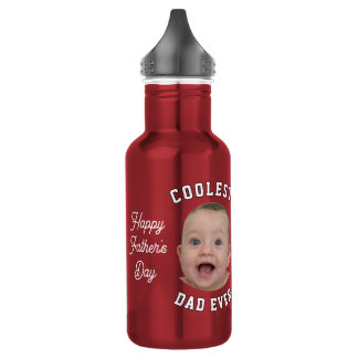 Fathers Day Coolest Dad Ever Baby Face Photo Cool Stainless Steel Water Bottle