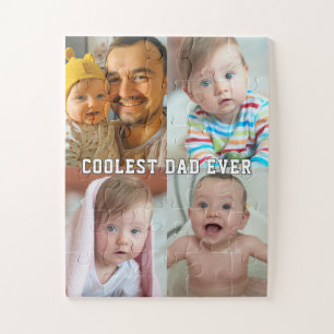 Fathers Day Coolest Dad Ever Baby Photo Collage Jigsaw Puzzle