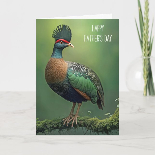 Father's Day Crested Partridge On a Branch Card (Front)