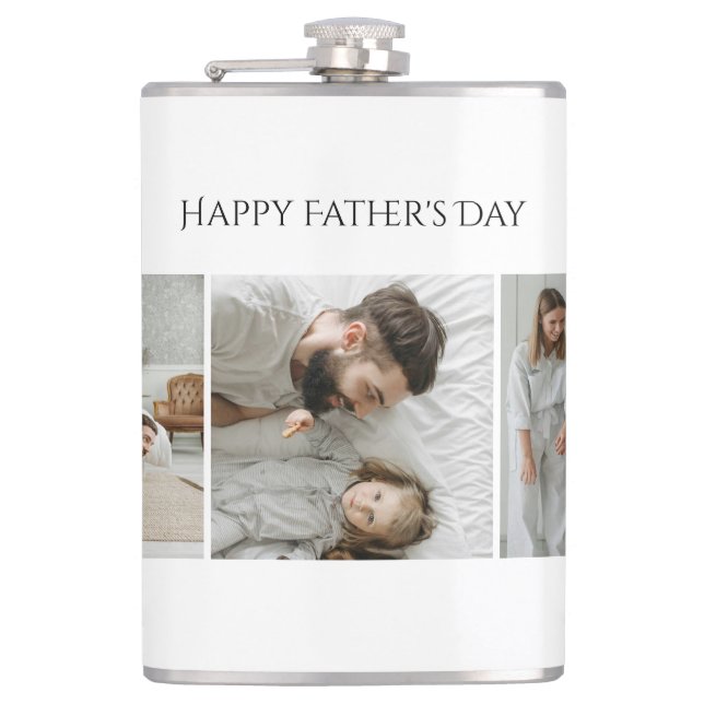 Father's Day – Custom 3 Photo & Text |  Flask (Front)
