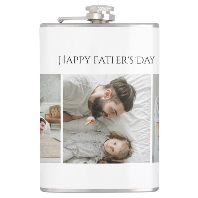 Father's Day – Custom 3 Photo & Text |  Flask (Front)