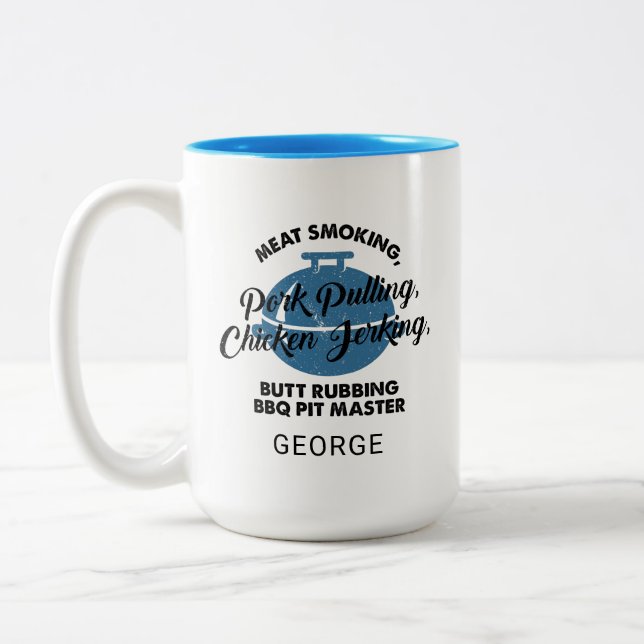 Fathers Day Custom BBQ Dad Personalized Keepsake Two-Tone Coffee Mug (Left)